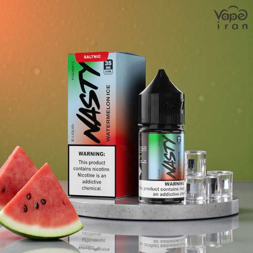 ایجوس سالت طعم هندوانه و یخ Nasty Watermelon ice ایجوس سالت تیکوتین پادمیت نستی طعم هندوانه و یخ